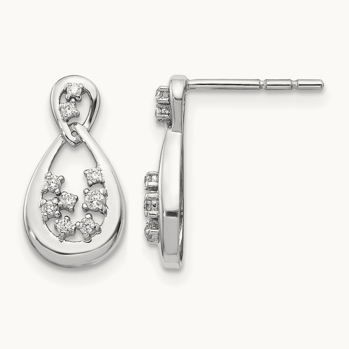 Diamond Post Earrings, 14K White Gold