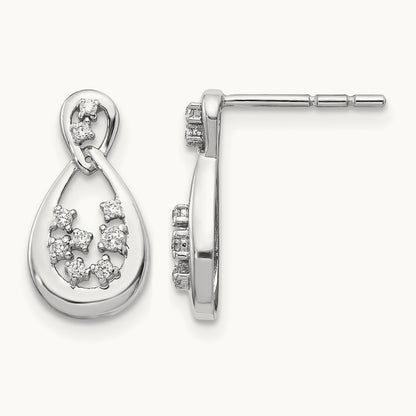 Diamond Post Earrings, 14K White Gold