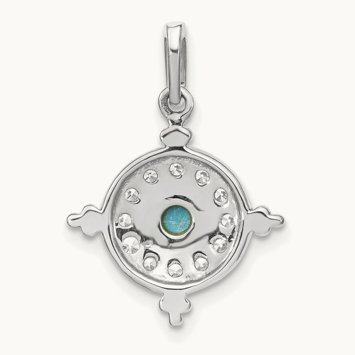 Turquoise and Topaz Pendant — 14K White Gold