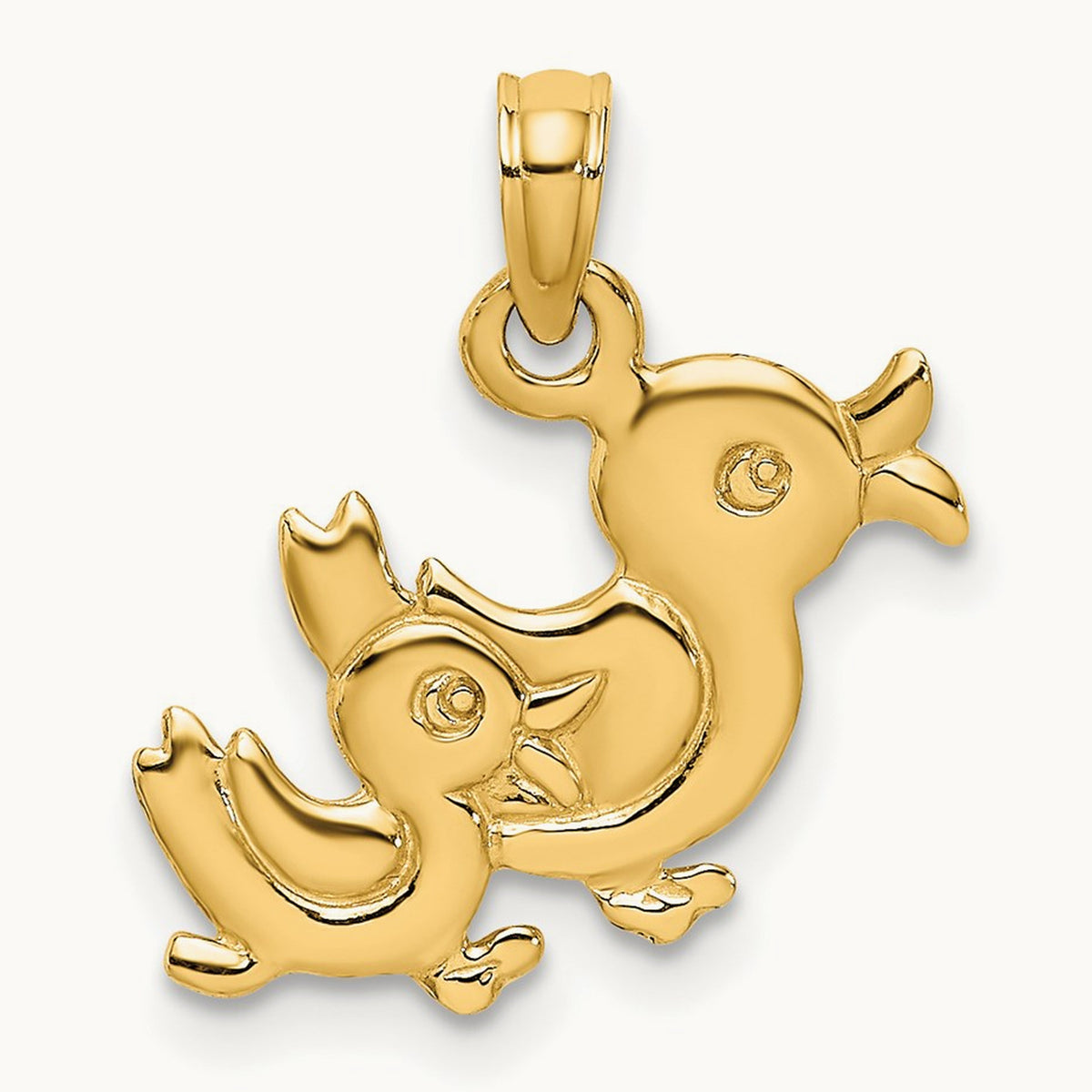 3-D Two Ducks Charm, 14K