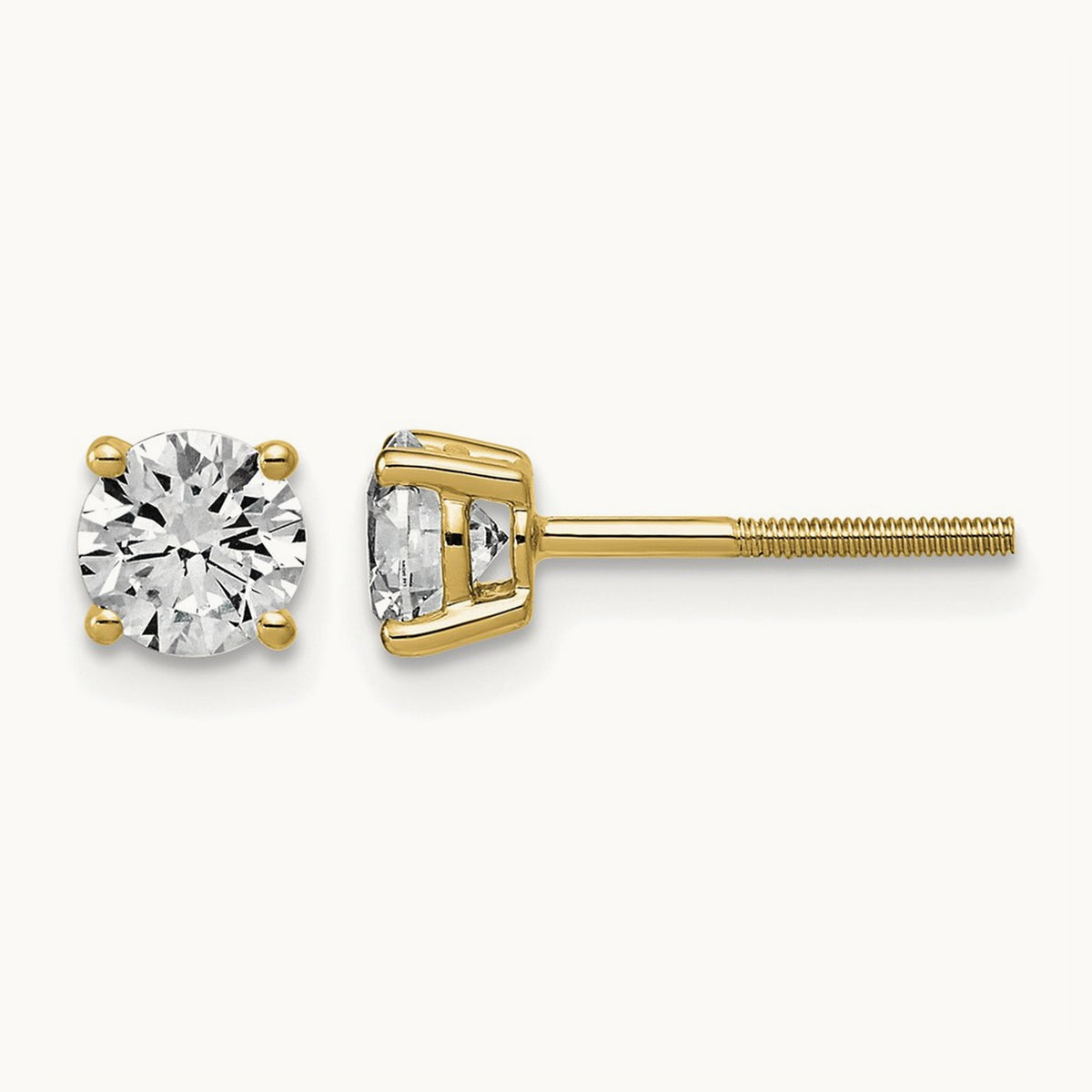 Lightweight Screwback Earrings, 0.25-4.00 ct tw Lab-Grown Diamond — 1 ct, 14K Yellow Gold