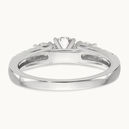 3-Stone Diamond Peg Set Semi-mount Engagement Ring, 14K White Gold