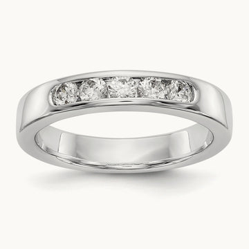 5- Stone Closed Channel Band Mounting, 2.8mm, 14K White Gold