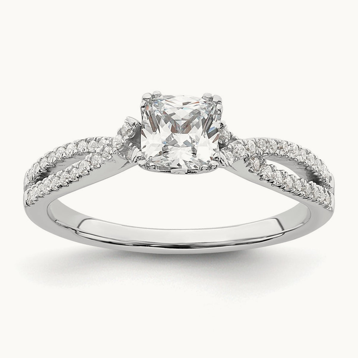 Criss-Cross Cushion Semi-Mount Engagement Ring — 1/2 ct, 7