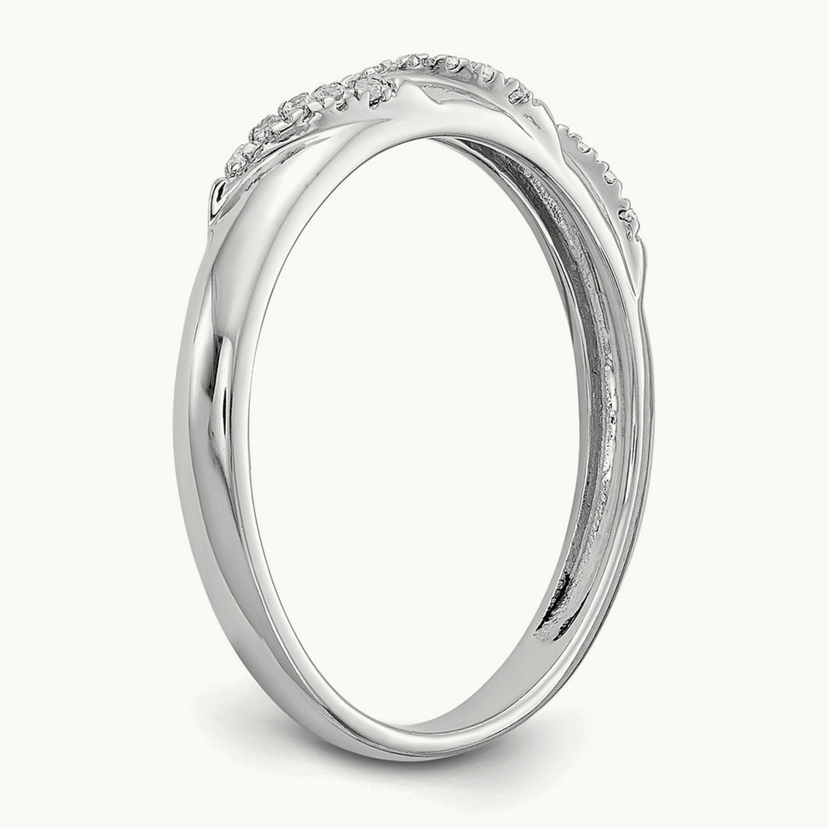 Complete Diamond Trio Ladies Wedding Band, 14K White Gold
