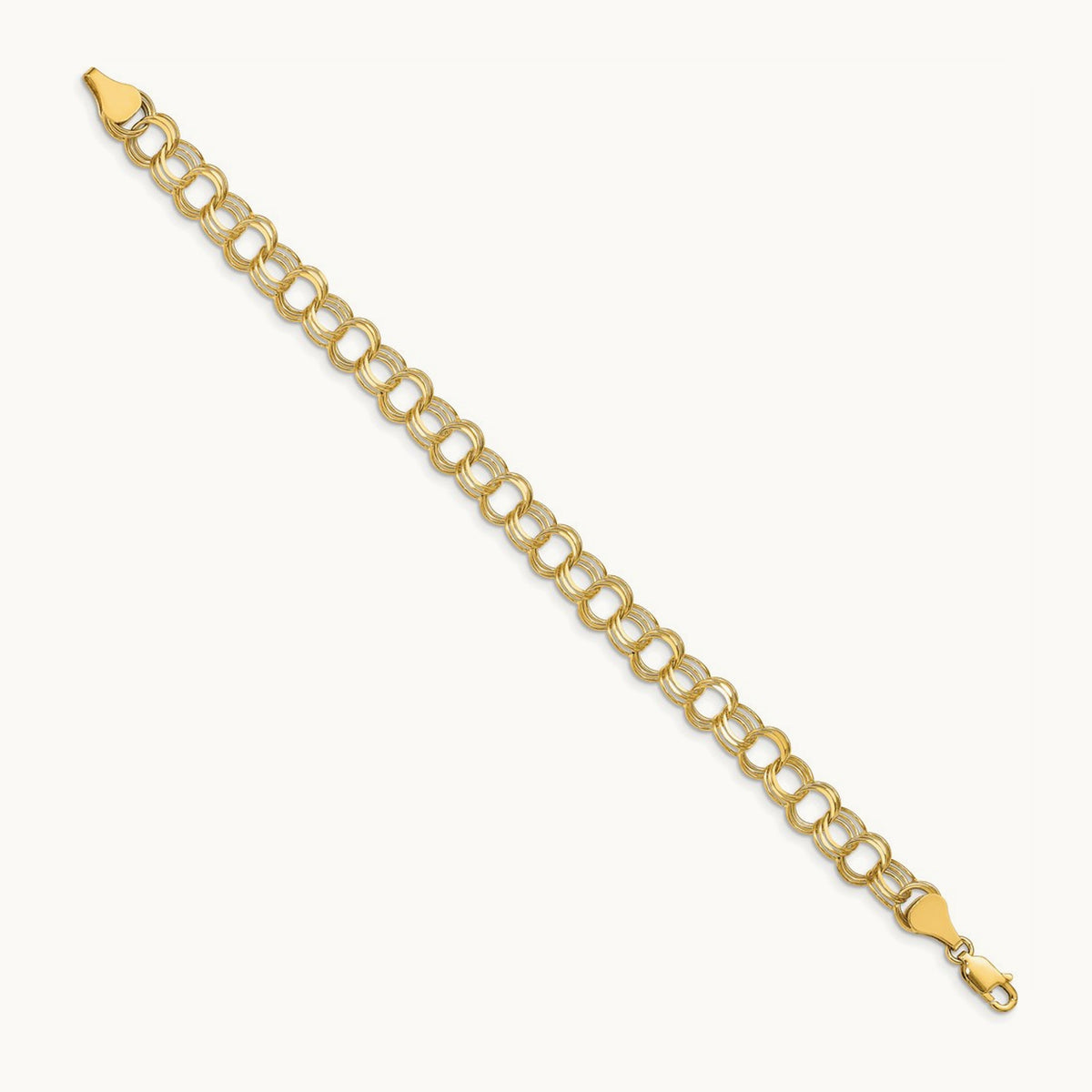 Triple Link Charm Bracelet — 14K Yellow Gold