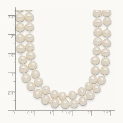5- Near Rnd White FWC Pearl Double Strand 18in Necklace, 6mm, 14K