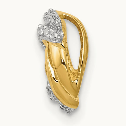 .02ct. Diamond w/Rhodium Accents Round Chain Slide, 14K