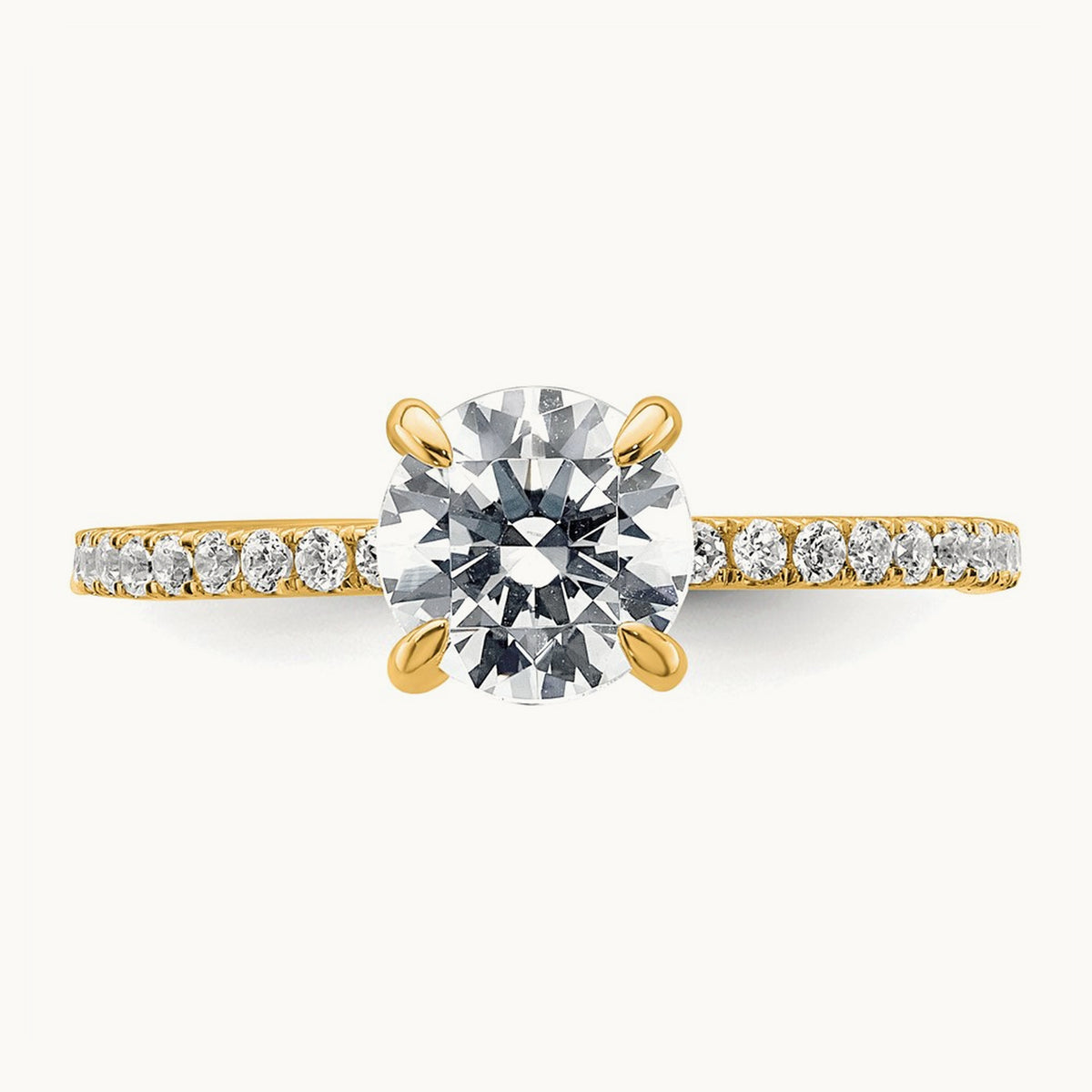 Round Solitaire Engagement Ring, 1.25-3.50 ct tw Lab-Grown Diamond — 14K Yellow Gold