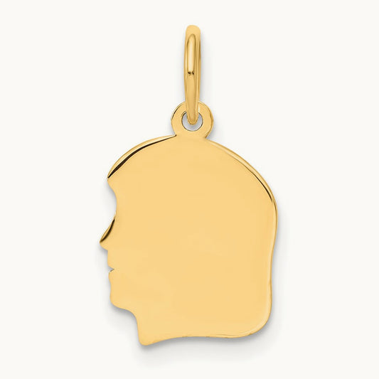 Plain Small .013 Gauge Facing Left Engravable Girl Head Charm — 18mm