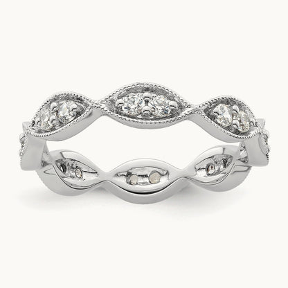 Polished Vintage Pave Diamond Eternity Band, 14K Gold in 14K White Gold