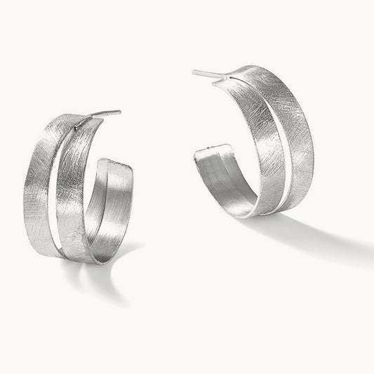 Rhodium-plate Scratch Finish J-hoop Earrings, Sterling Silver — Leslie's