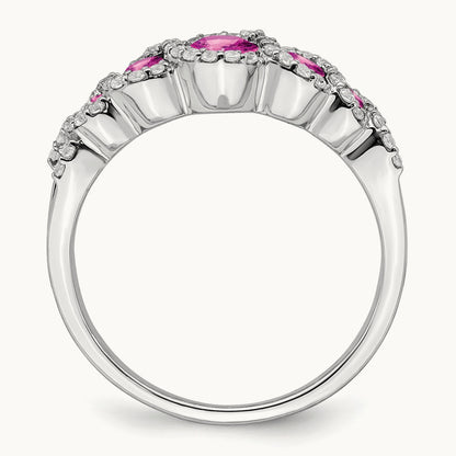 Created Pink Sapphire and Diamond Ring, 14K White Gold
