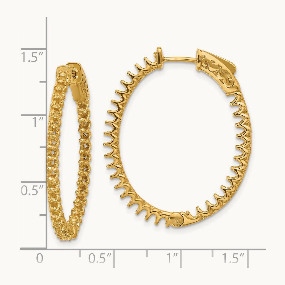 2.3ct 66- In/Out Oval Hoop w/ Safety Clasp Earring Mountings, 2.0mm, 14K