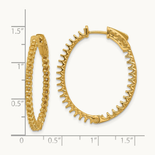 2.3ct 66- In/Out Oval Hoop w/ Safety Clasp Earring Mountings, 2.0mm, 14K
