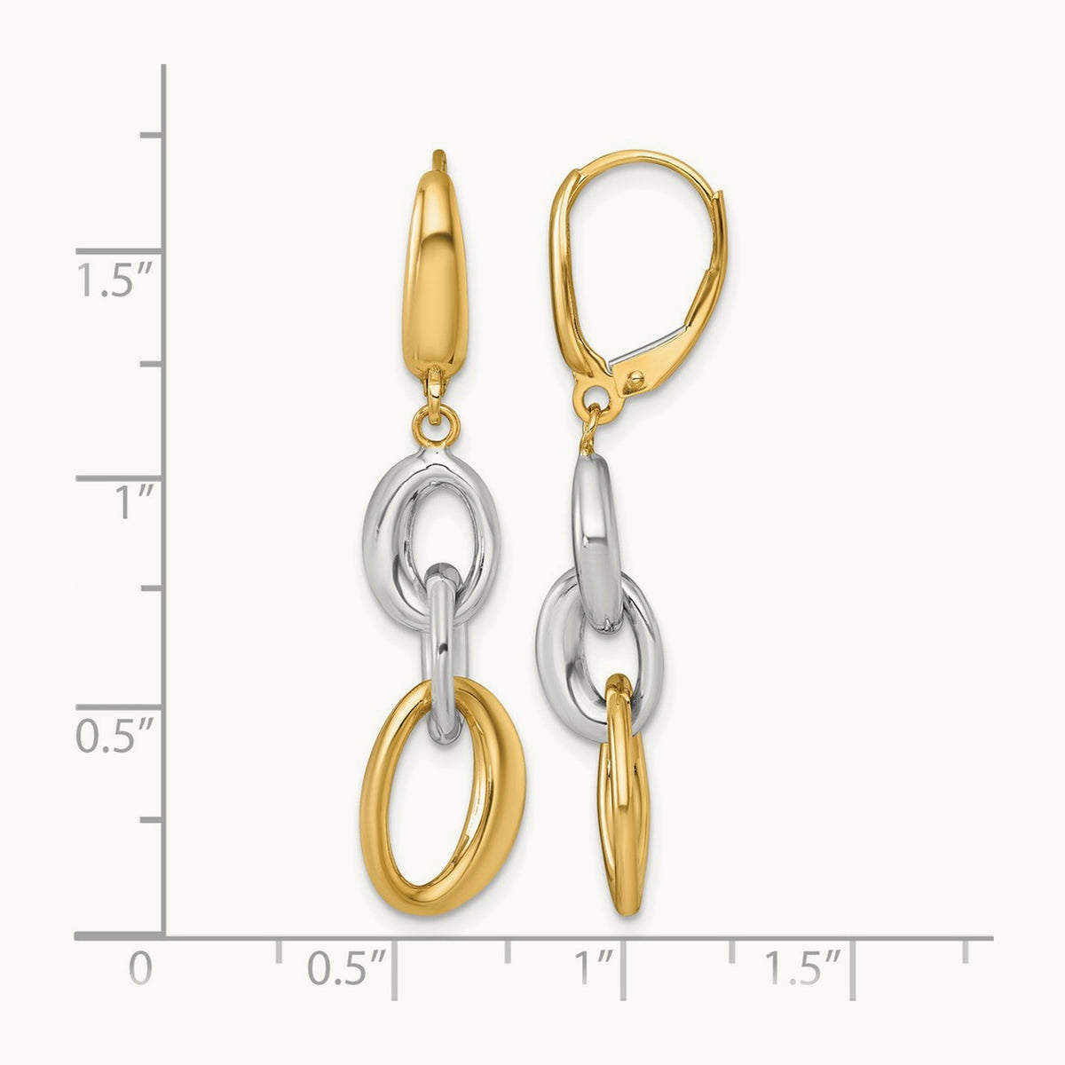 Polished Fancy Link Earrings, 14K Two Tone