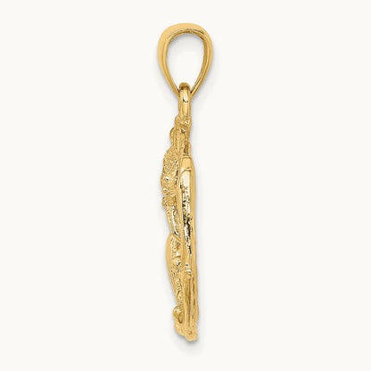 Shell Cluster In Circle Charm, 14K