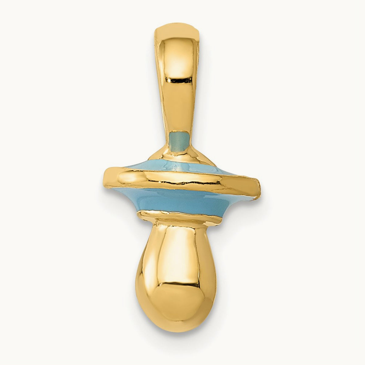 Blue Enameled 3D Pacifier Pendant, 14K