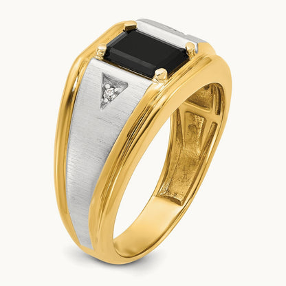 Men's Satin Onyx and Diamond Complete Ring — IBGoodman — photo set