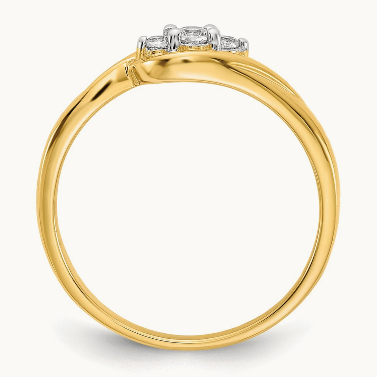 3-stone Diamond Ring — 14K Yellow Gold, 7