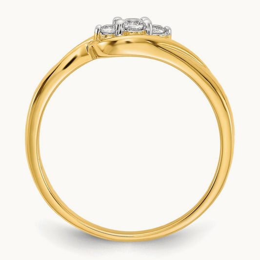 3-stone Diamond Ring — 14K Yellow Gold, 7