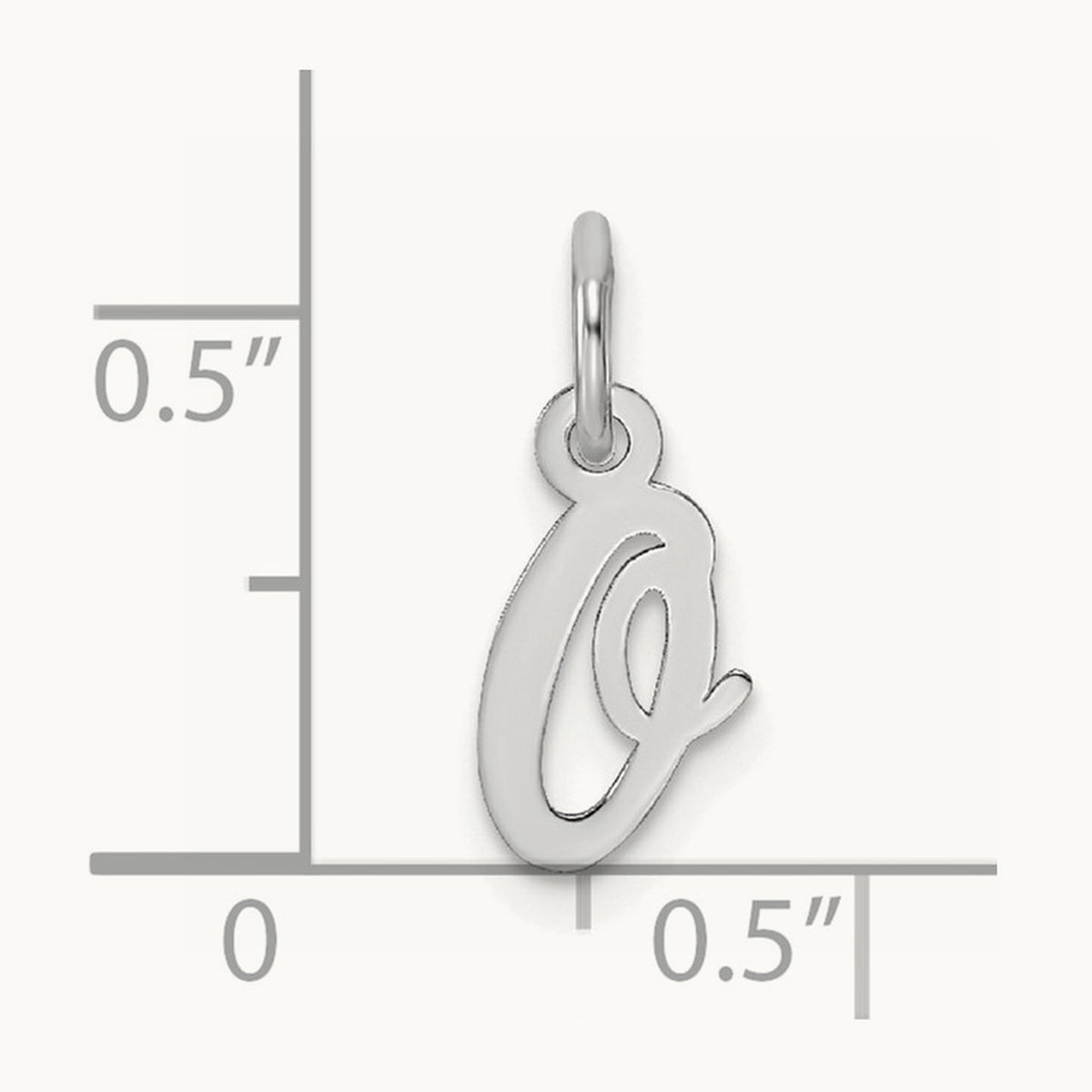 Small Script Letter O Initial Charm, 14K White Gold