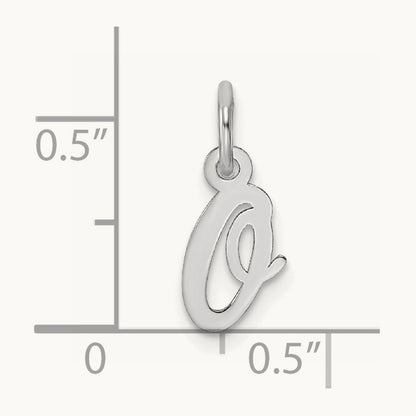 Small Script Letter O Initial Charm, 14K White Gold
