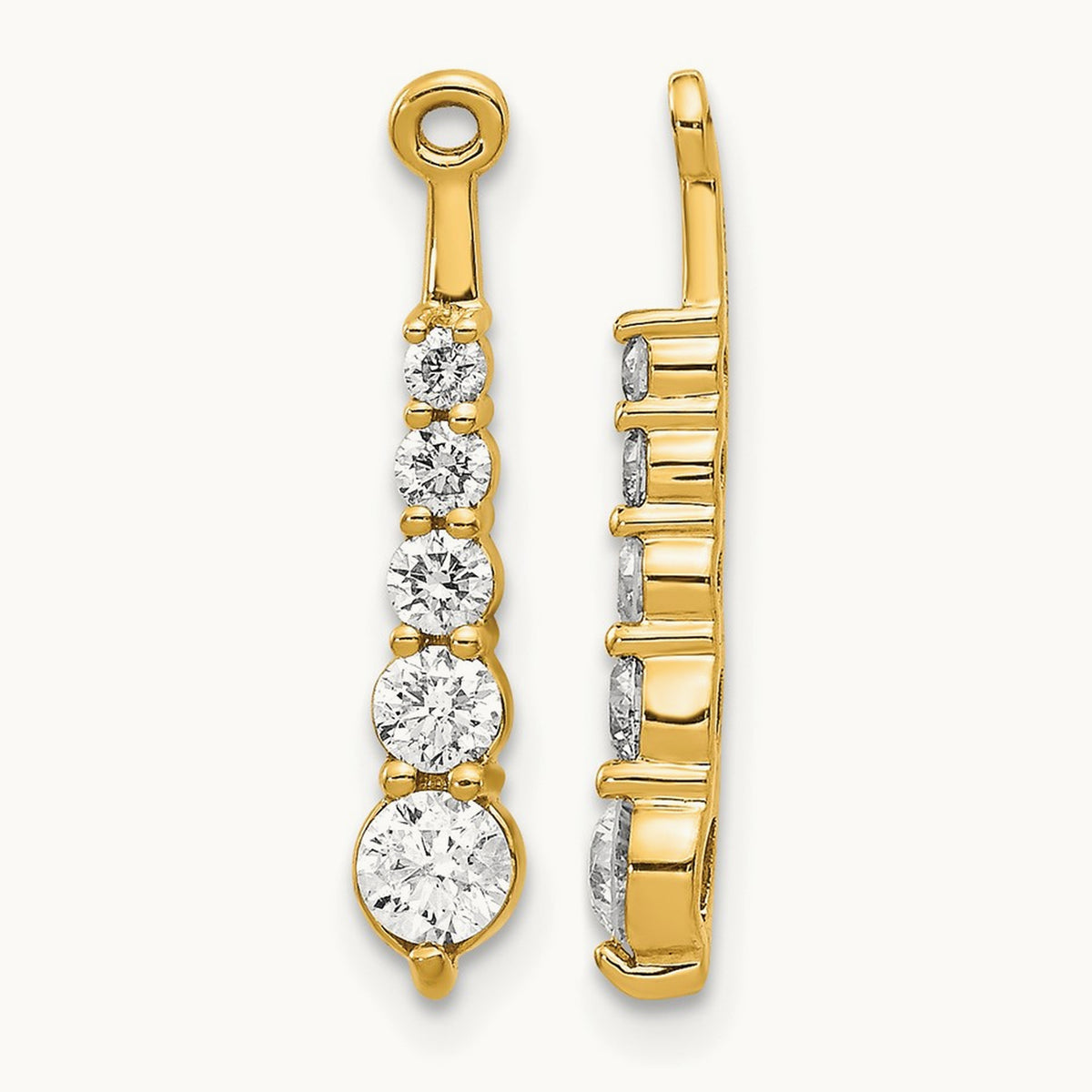 AA 5 Stone Dangle Diamond Earring Jacket, 14K