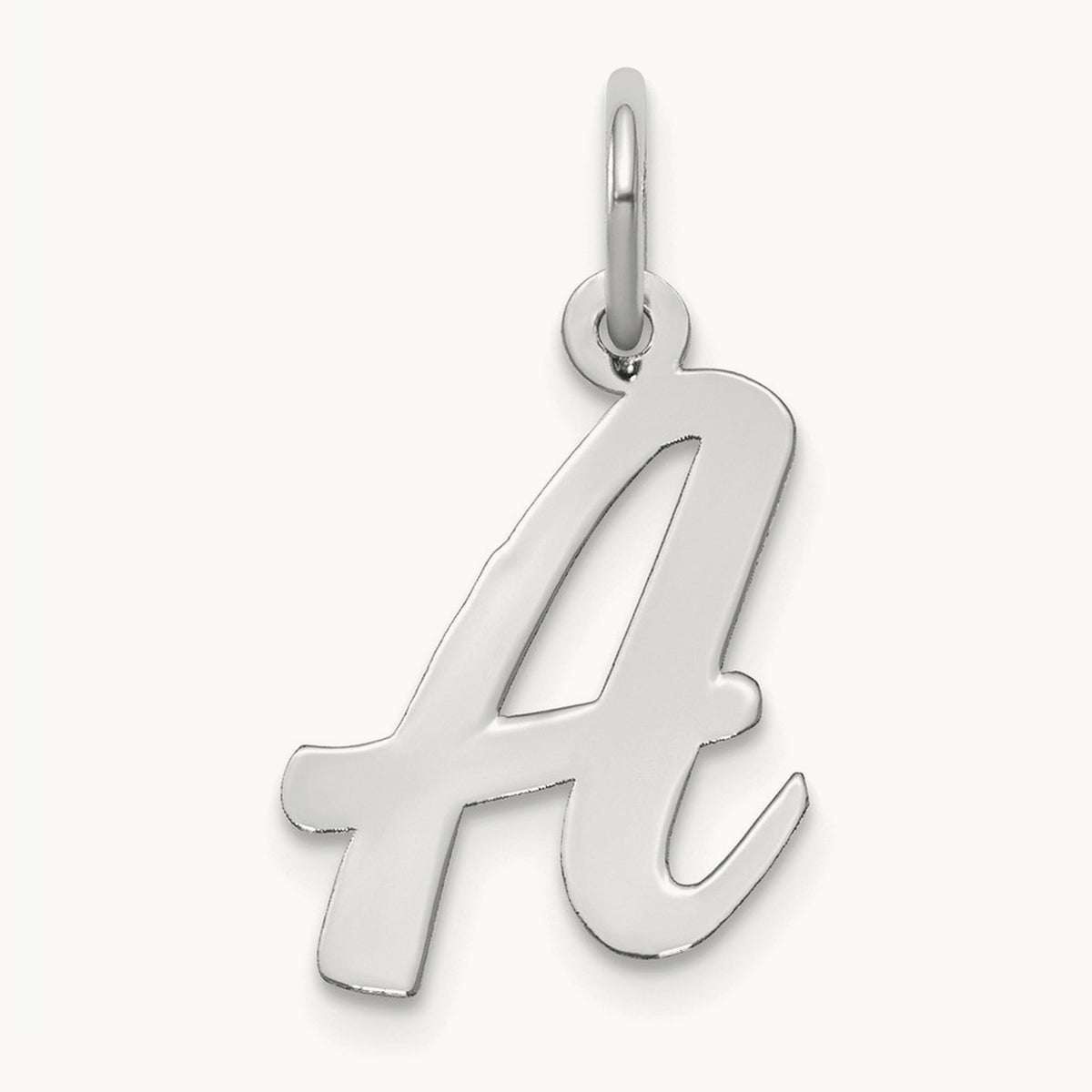 Medium Script Initial Charm — 14K White Gold, A