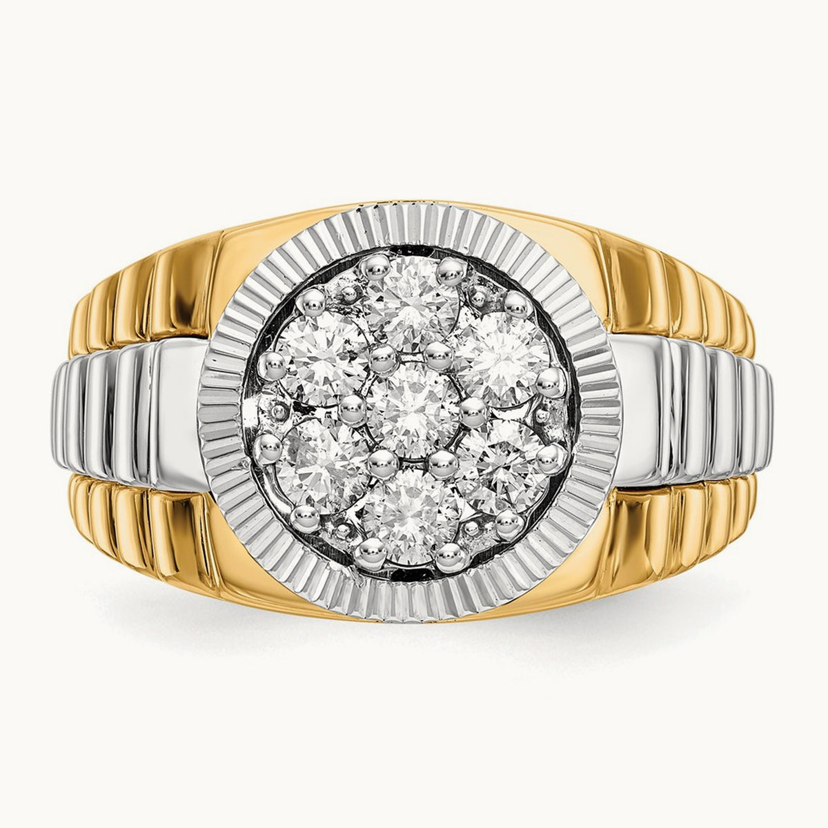 Ridged Men's Ring — 1 ct, 10