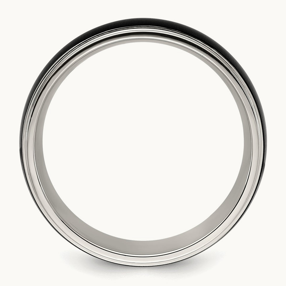 Polished w/Brushed Black IP-plated Center Band, 8mm, Titanium