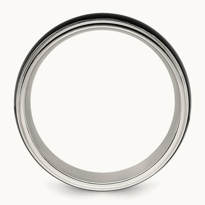 Polished w/Brushed Black IP-plated Center Band, 8mm, Titanium