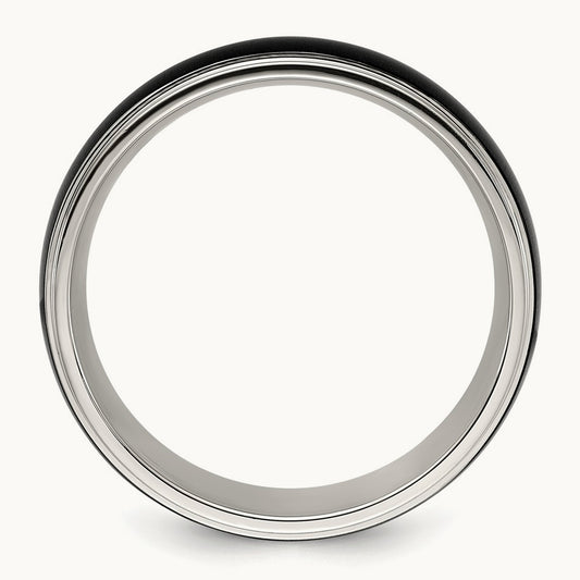Polished w/Brushed Black IP-plated Center Band, 8mm, Titanium