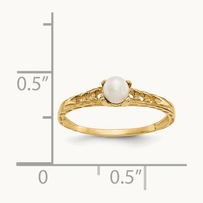 Madi K FW Cultured Pearl Birthstone Baby Ring, 3mm, 14K