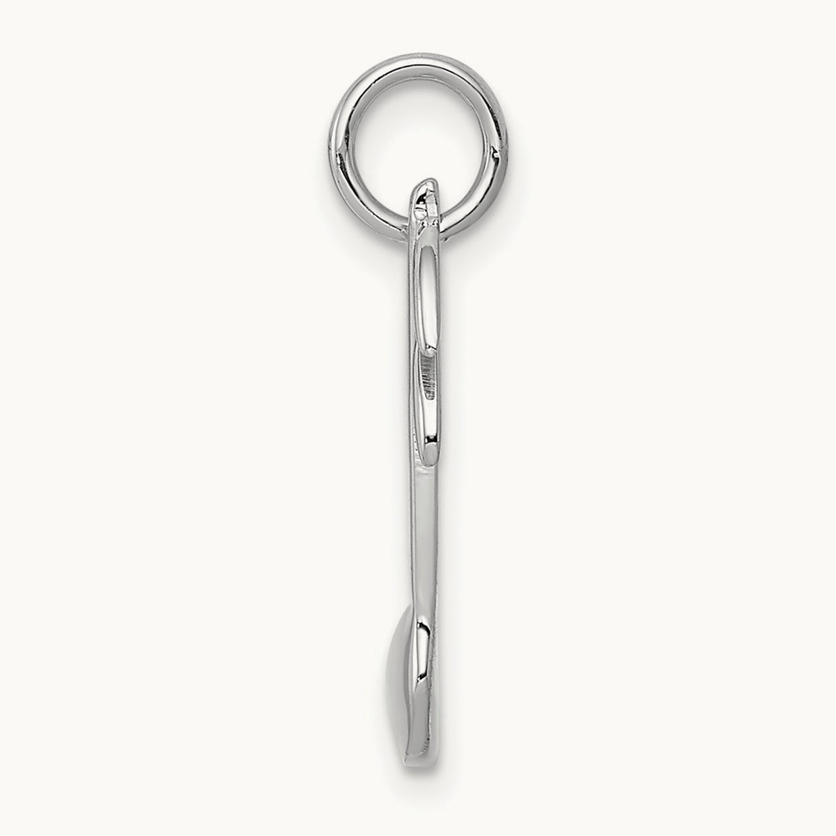 Polished Flat-Backed Musical Note Charm — 14K White Gold