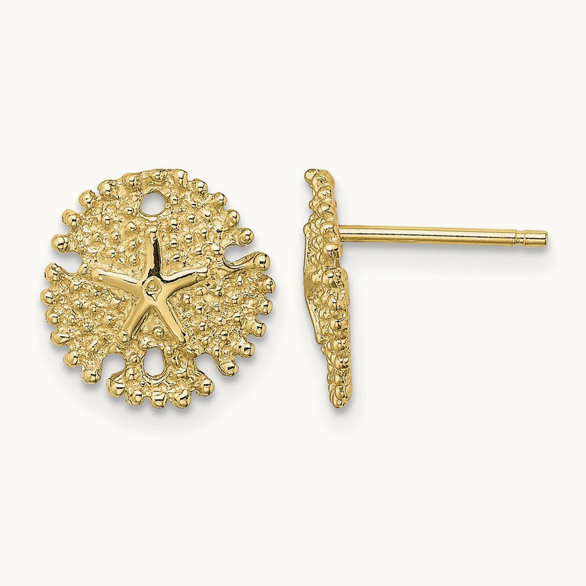 Textured Sand Dollar Post Earrings — 10.8mm