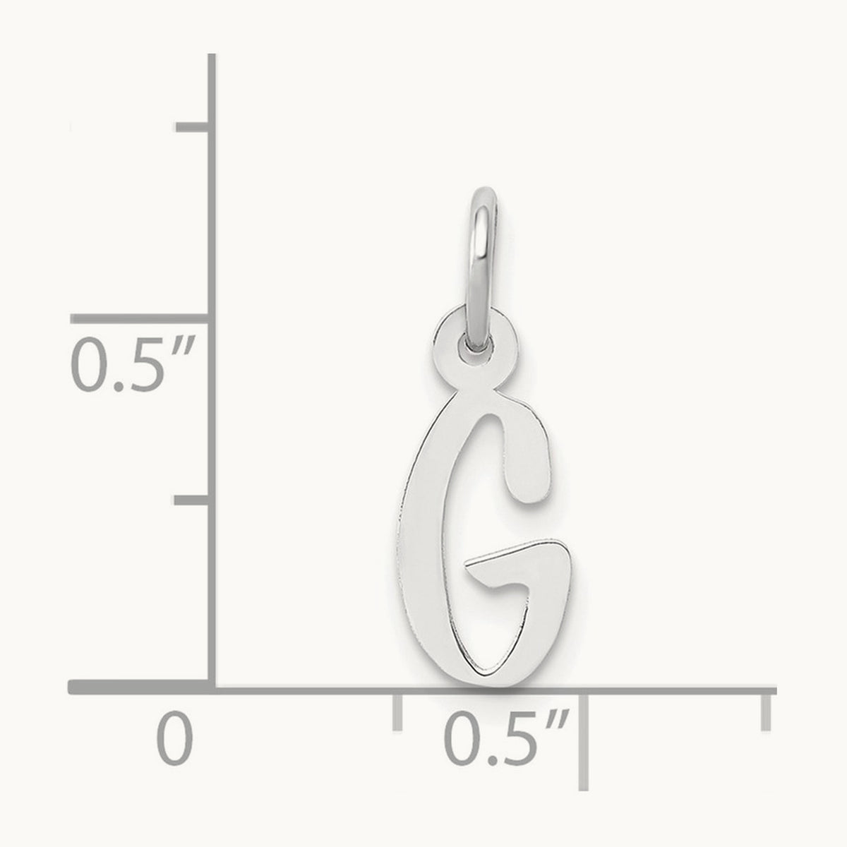 Small Slanted Block Initial Charm — 14K White Gold, G
