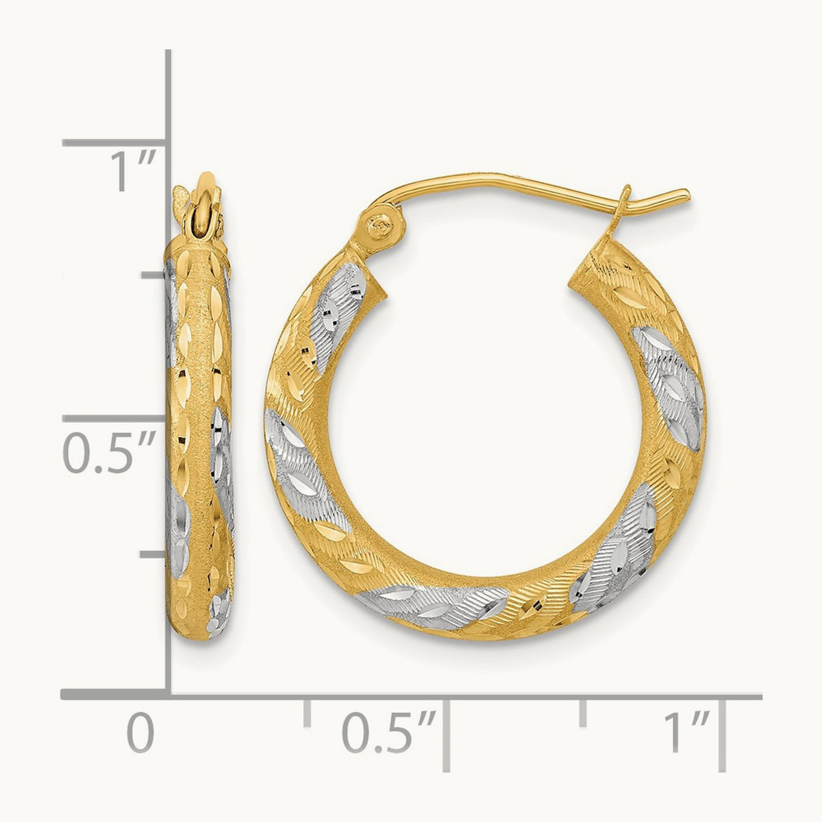 Diamond-cut Satin Hoop Earrings — 21.75mm