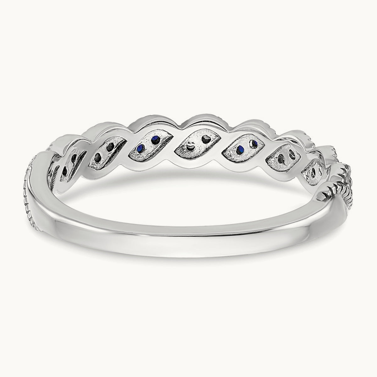 Sapphire and Diamond Twist Band, 14K White Gold