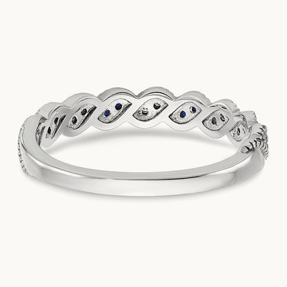 Sapphire and Diamond Twist Band, 14K White Gold