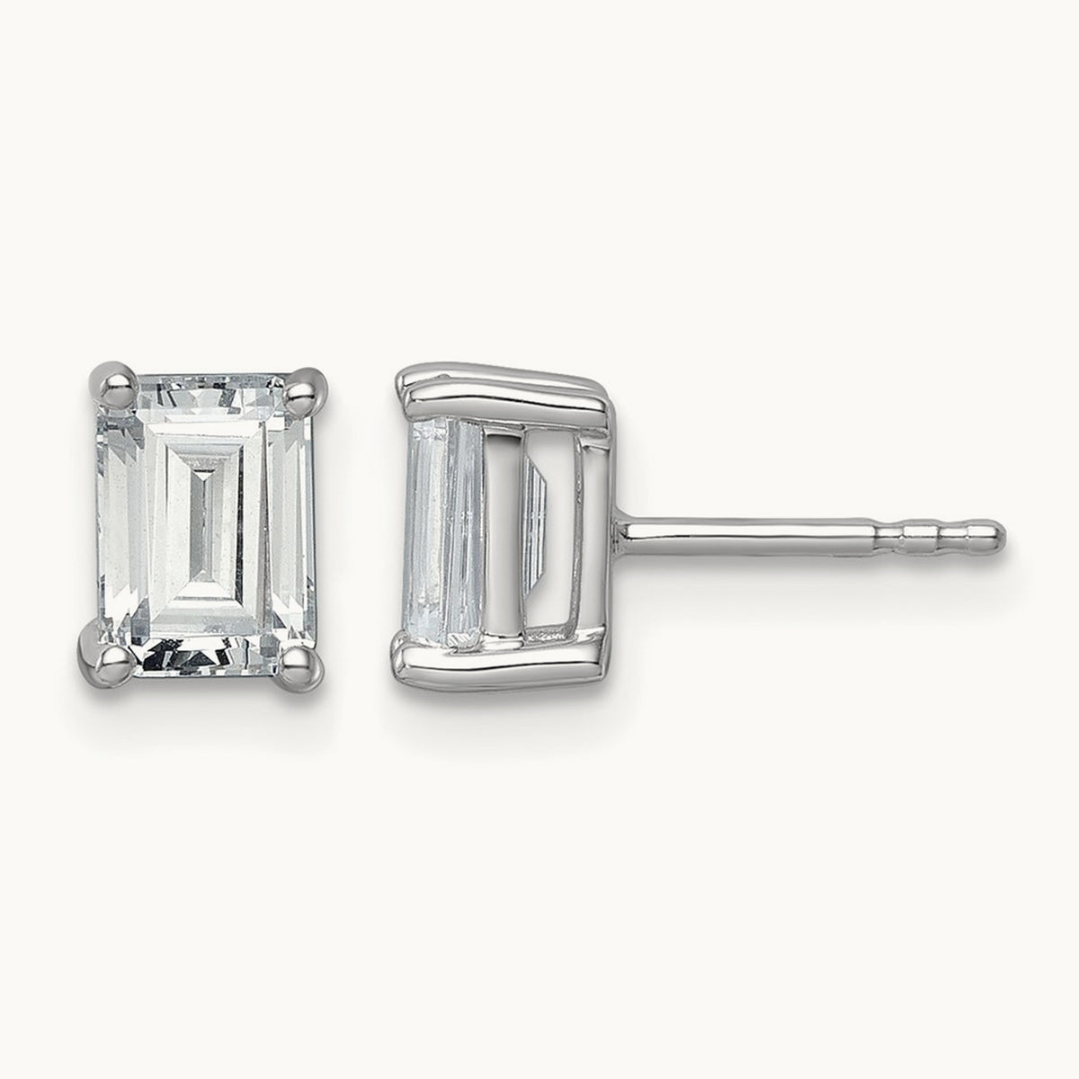 Emerald Four-Prong Stud Earrings, 0.50-6.00 ct tw Lab-Grown Diamond — 2 ct, 14K White Gold