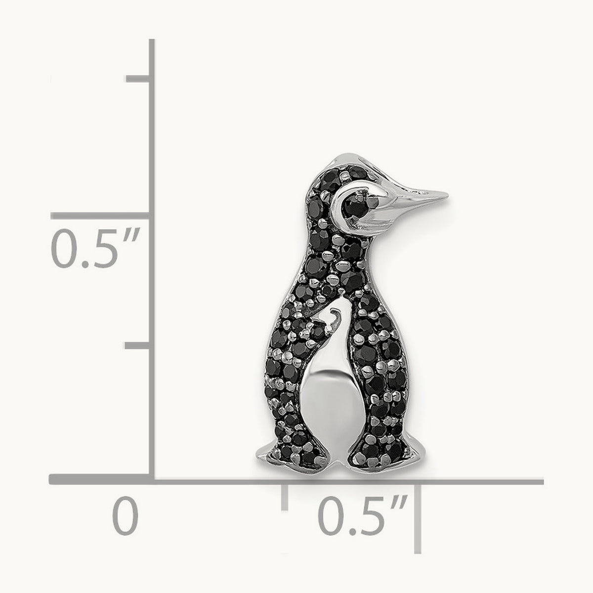 1/5ct. Black Diamond Penguin Chain Slide, 14K White Gold