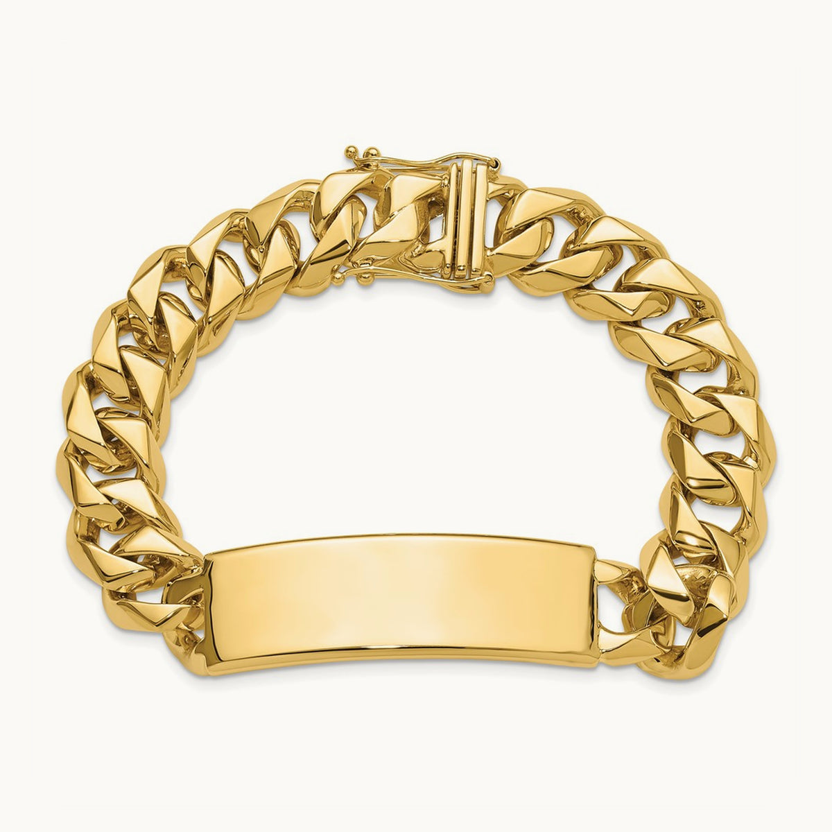 Hand-polished Curb Link ID Bracelet, 14K