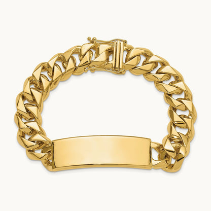 Hand-polished Curb Link ID Bracelet, 14K