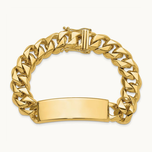 Hand-polished Curb Link ID Bracelet, 14K