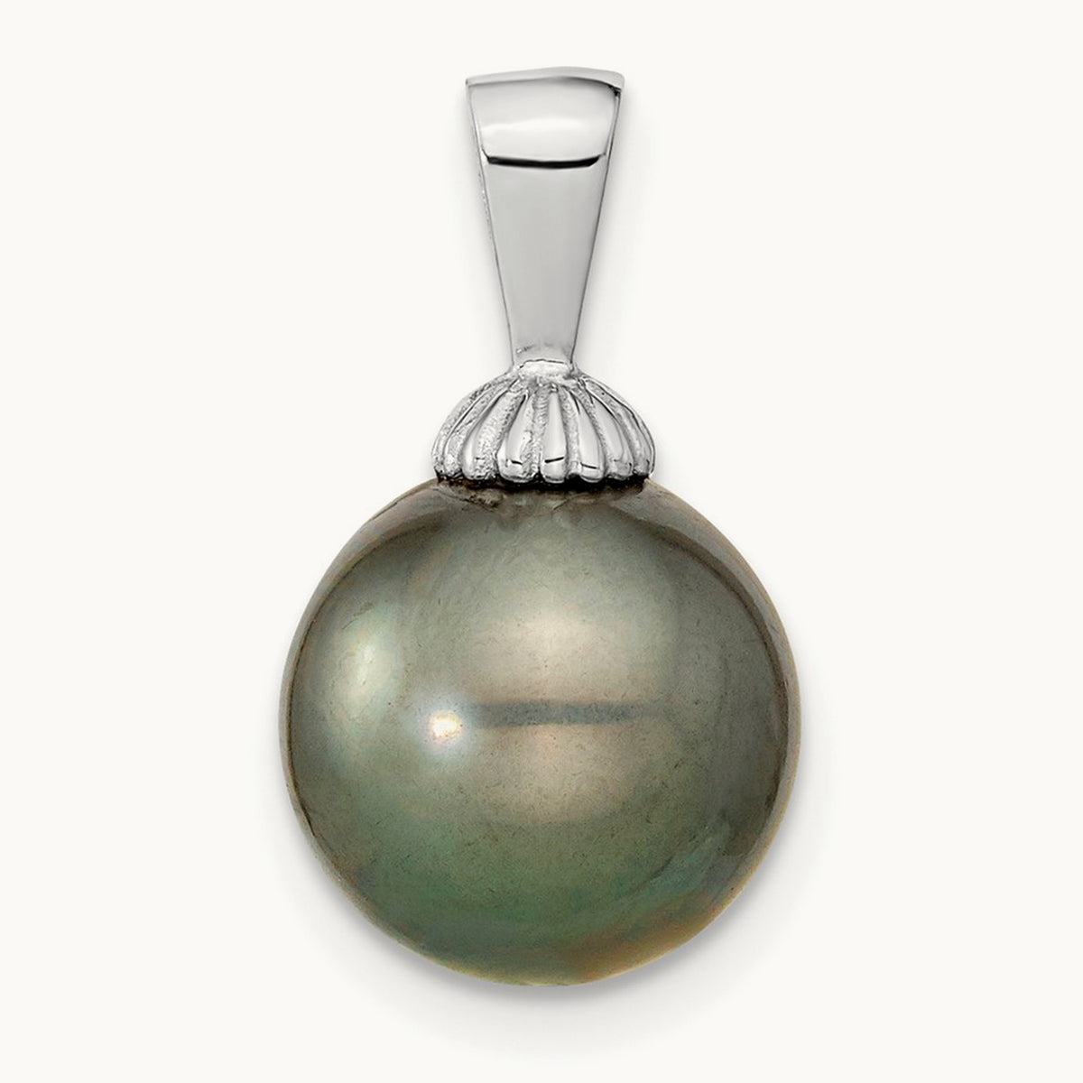 WG 10- Black Round Saltwater Cultured Tahitian Pearl Pendant, 11mm, 14K