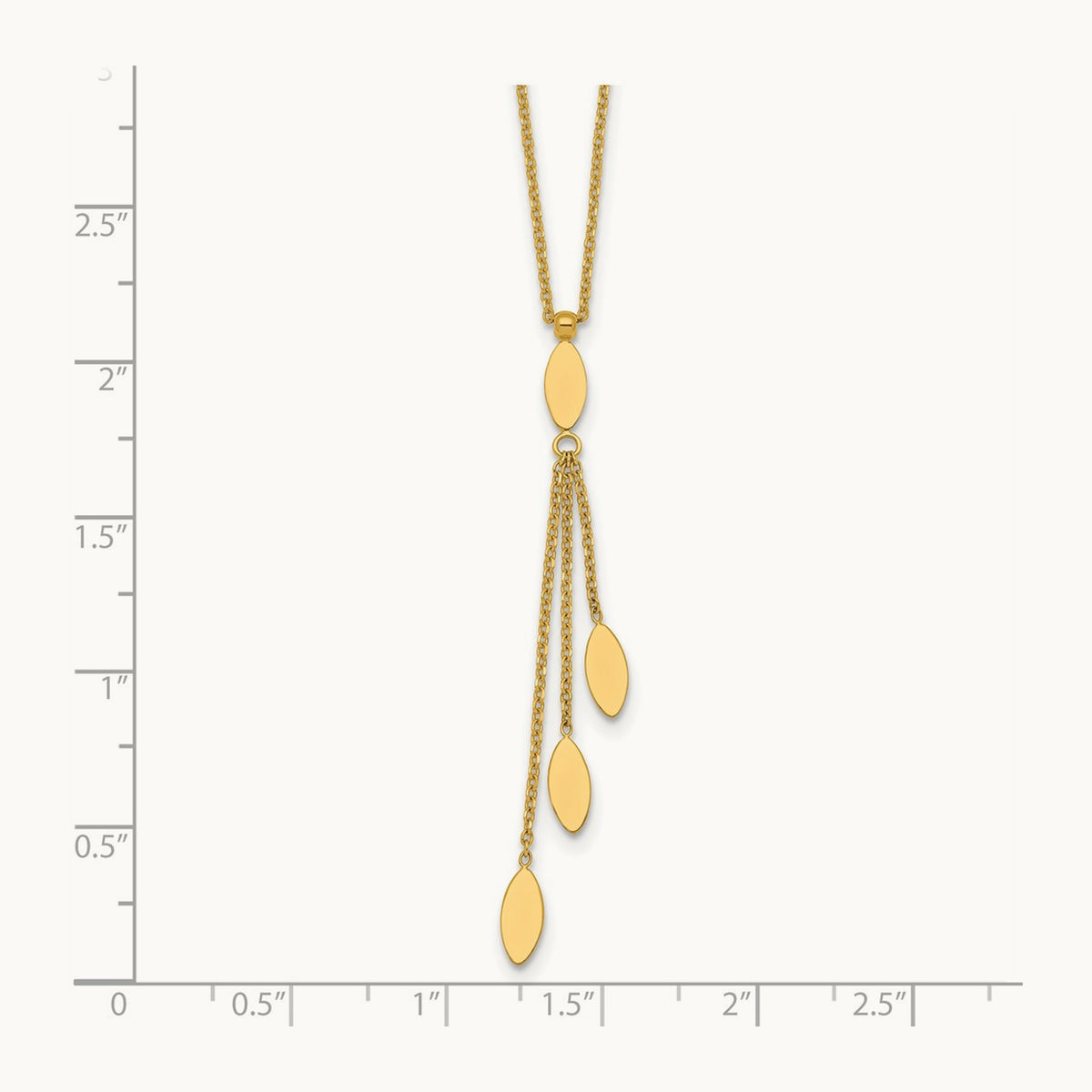 Polished Oval Dangle W/2in Ext Necklace, 14K