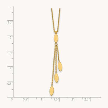 Polished Oval Dangle W/2in Ext Necklace, 14K