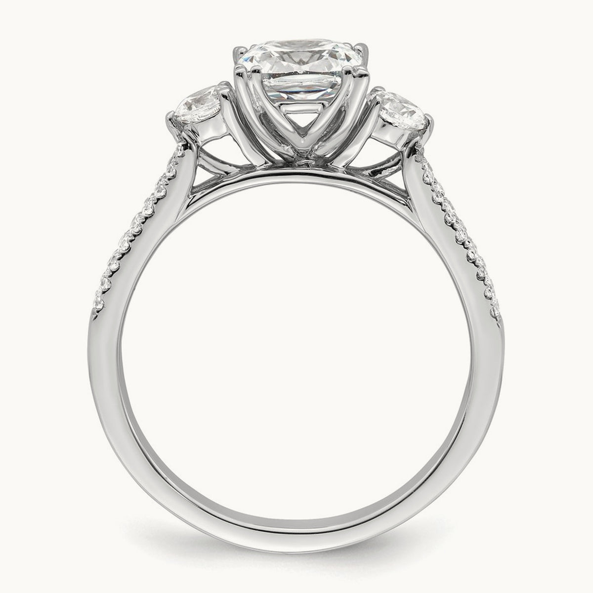 3 Stone Cushion Semi-Mount Engagement Ring — 1 ct, 7