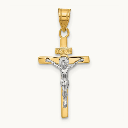 INRI Crucifix Pendant, 14K Two-tone